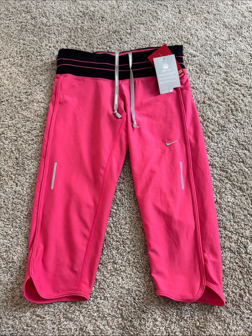 Nike Kids Pink Capri Sweatpants with Black Waistband